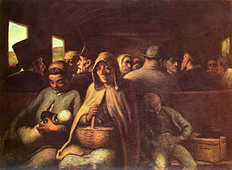 Daumier caricature of people sitting in the kitchen